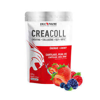 CREACOLL Créatine + Collagène + Glycine + Vitamine C saveur Fruits rouges contenance 420g