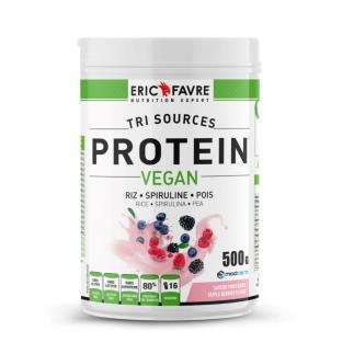 Protein Vegan - Proteínas vegetales de tres fuentes sabor Triple Berry contenido 500g
