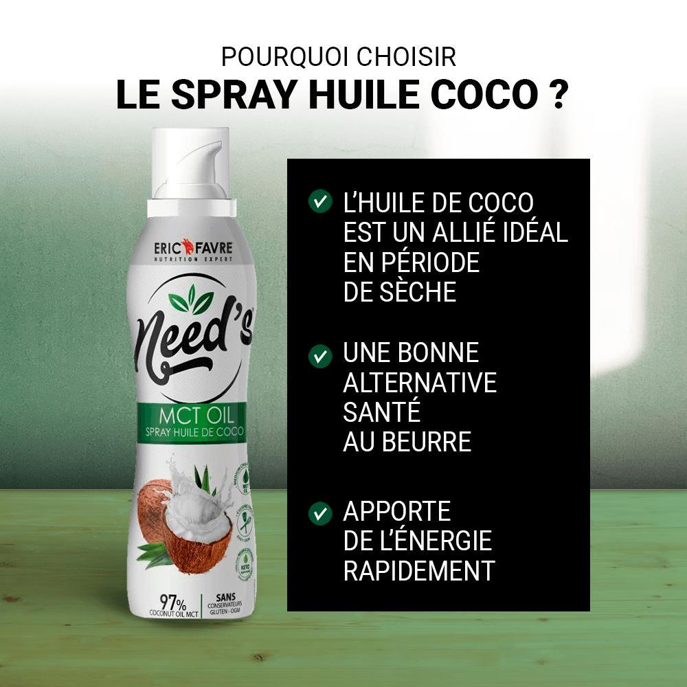 Need's MCT Oil - Spray Cuisson Coco - Lot de 3 Lot de 3 aérosols de 200ml  Spray cuisson clean label, pratique & malin : 97% Huile de Coco Riche en MCT