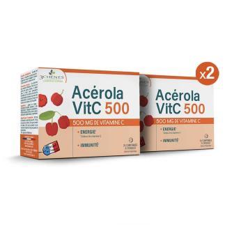 Acérola VitC 500 - Vitamine C 500 mg - Lot de 2