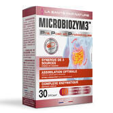 Microbiozym3 – Probiotiques Ventre Plat & Digestion – 10 Mds UFC + Prébiotiques + Enzymes 